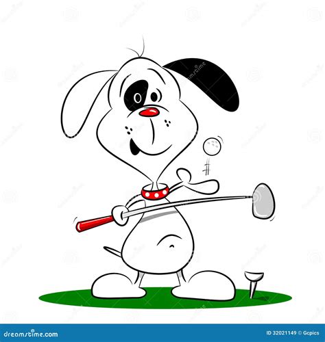 A cartoon dog playing golf stock vector. Illustration of playing - 32021149