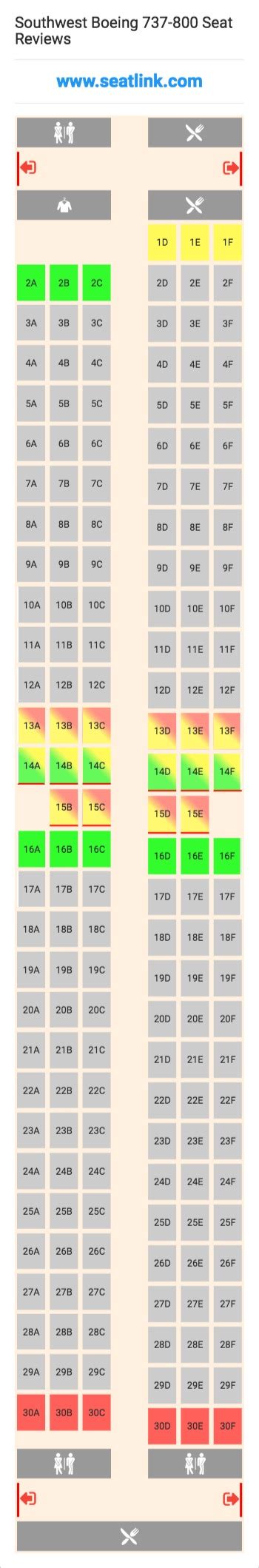 Southwest Boeing 737-800 Seating Chart - Updated April 2022 - SeatLink