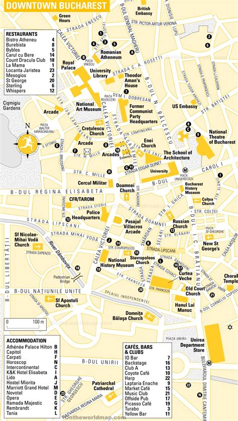 Tourist Map of Bucharest City Center - Ontheworldmap.com