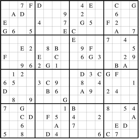 Sudoku 16x16 Printable - Printable Word Searches