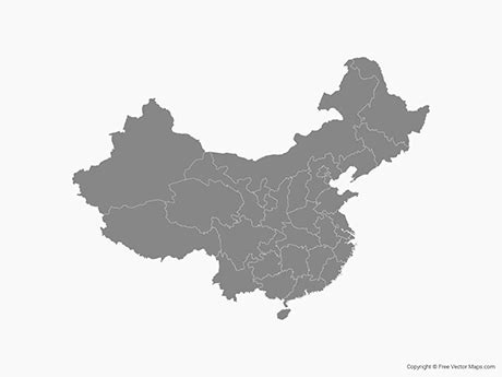 Printable Vector Map of China with Provinces - Single Color | Free ...