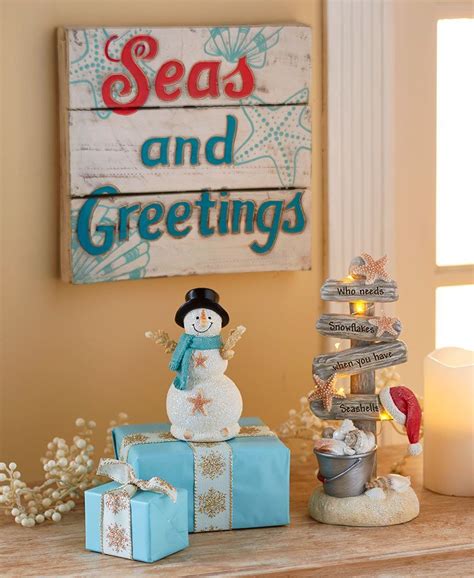 Seas and Greetings Holiday Decor | Coastal christmas decor, Beach ...