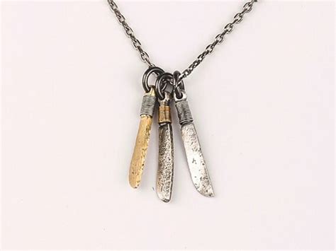 Sterling Silver Knife Pendant Solid Yellow Gold Pendant - Etsy