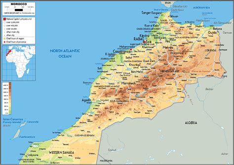 Morocco Map (Physical) - Worldometer