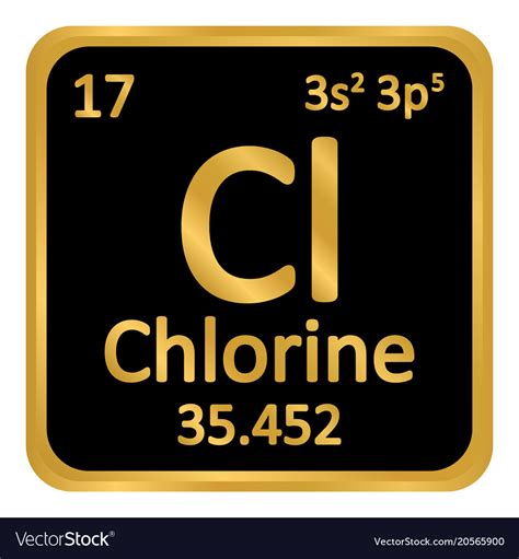 Periodic table element chlorine icon Royalty Free Vector