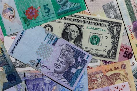 One US Dollar with Different Malaysian Ringgit Banknotes Stock Image ...