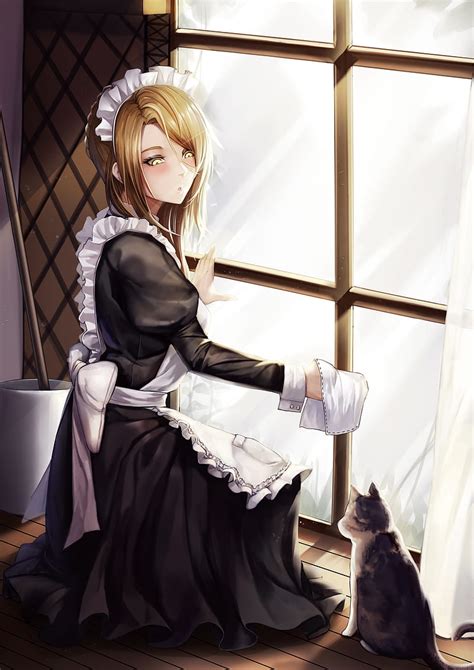 Girls frontline, lee enfield, maid, blonde, cleaning, Anime, HD phone ...