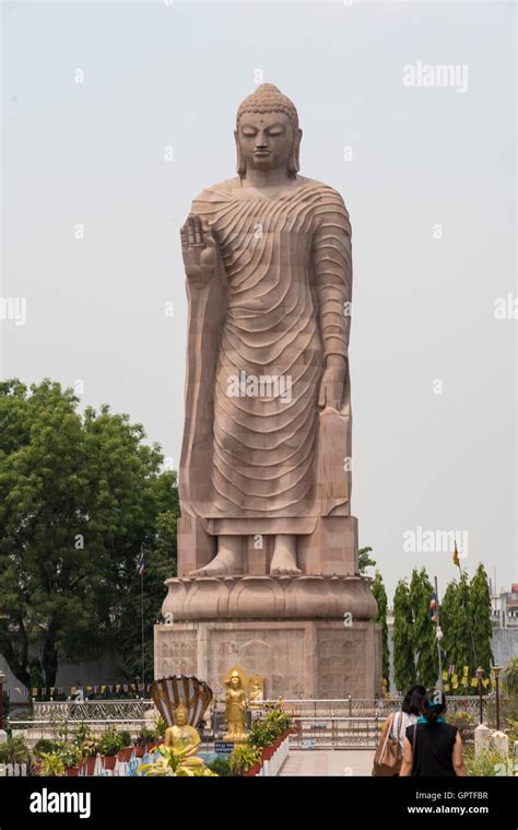 Statue of Buddha in Deer Park in Sarnath, India where Buddha gave his ...