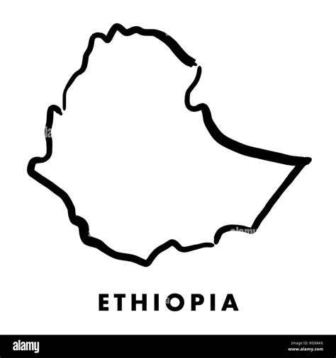 Ethiopia simple map outline - smooth simplified country shape map ...