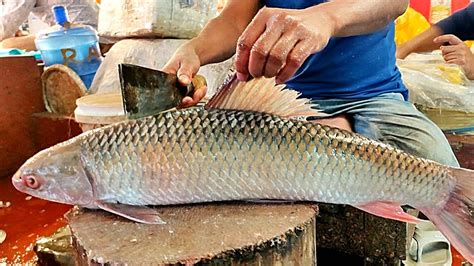 Big Mrigal Fish Cutting Skills Like A Boss In Bangladesh Fish Market ...