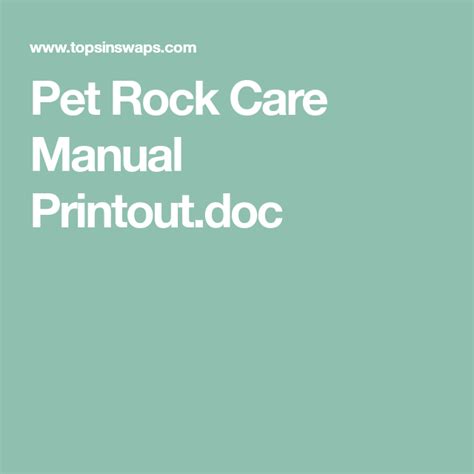 Pet Rock Care Manual Printout.doc | Pet rocks, Gifts for office ...