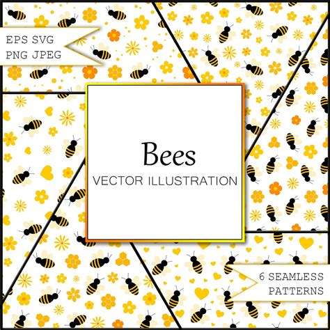 Bees pattern. Honey pattern. Bee SVG | Master Bundles