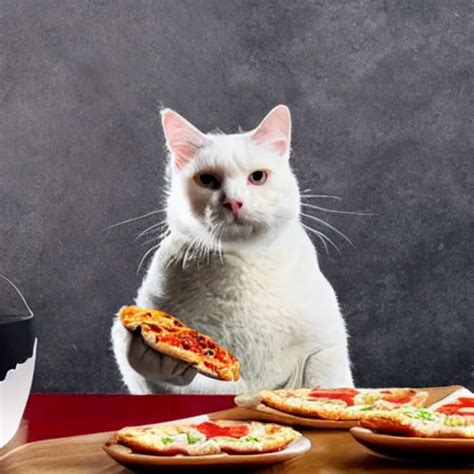 Photo of A very fat cat eating a slice of pizza | Stable Diffusion ...