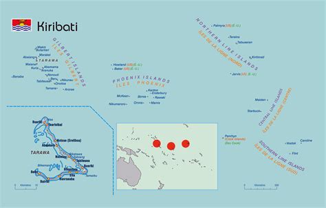 Large detailed political map of Kiribati with islands names | Kiribati ...