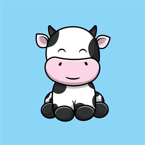 Cute Cow Sitting Cartoon Vector Icon Illustration. Animal Icon Concept ...