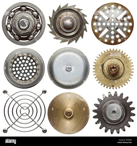 Round metal objects. Isolated on white Stock Photo - Alamy