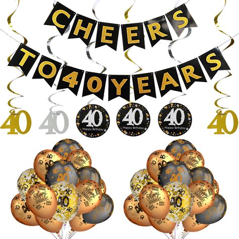 Buy 40th Birthday Party Decorations Kit- Cheers to 40 Years Banner ...