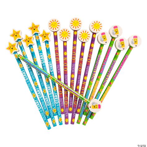 Motivational Pencils with Pencil Top Erasers - 12 Pc. | Oriental Trading