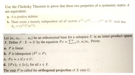 Use the Cholesky Theorem to prove that these two | Chegg.com