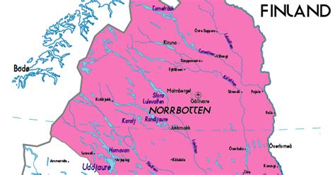 Norrbotten Map Province City | Map of Sweden Political Region Province City