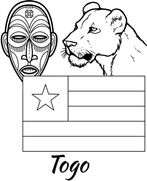 Flag of Togo educational coloring page for kids