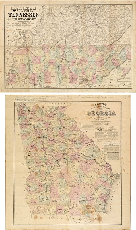 Important Civil War-era maps of Tennessee and Georgia, with unique ...