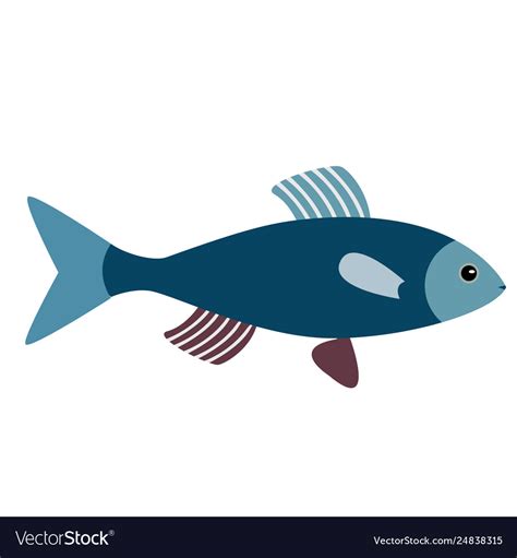 Blue fish flat Royalty Free Vector Image - VectorStock