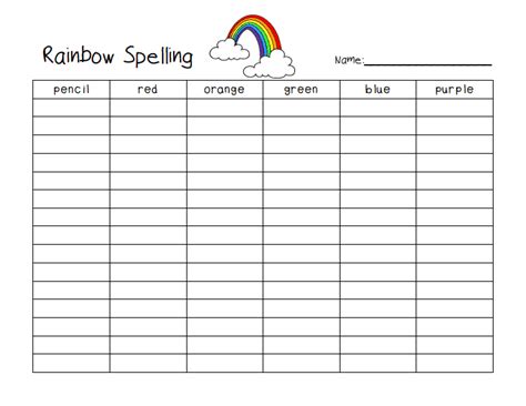 Rainbow Spelling Worksheets