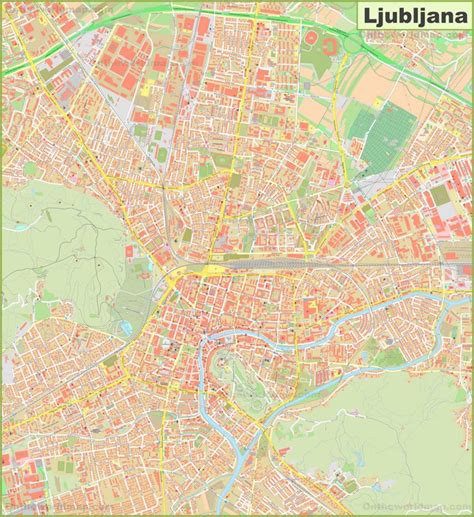 Large detailed map of Ljubljana