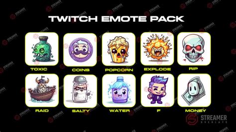 Twitch Emotes pack 1 - 10x Emotes - Streamer Overlays