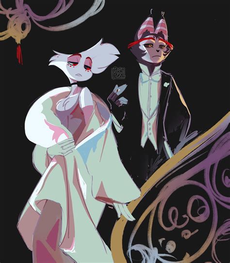 Husk and Angel in High Society, fanart by artist Pale Pink ...