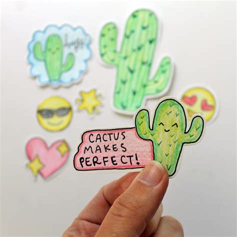 DIY! How To Make Your Own Cactus Emoji Stickers!