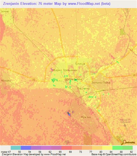 Elevation of Zrenjanin,Serbia Elevation Map, Topography, Contour