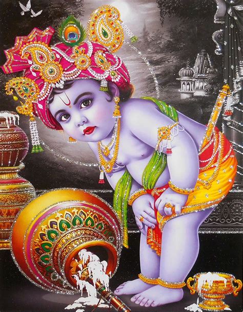 Makhan Chor Krishna - Glitter Poster