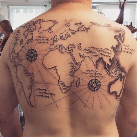 Unfinished! Vintage map tattoo boy Le Nou Tattoo Back Tattoos, Hip ...