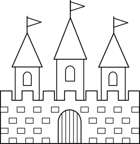 Colorable Castle Line Art - Free Clip Art