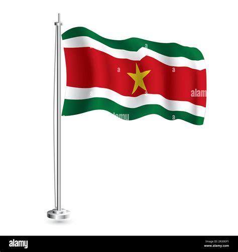 Surinamese Flag. Isolated Realistic Wave Flag of Suriname Country on ...