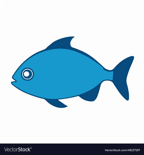 Blue fish on white background Royalty Free Vector Image