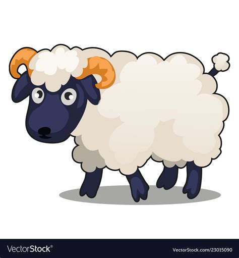 Little cute farm animal sheep stands isolated Vector Image