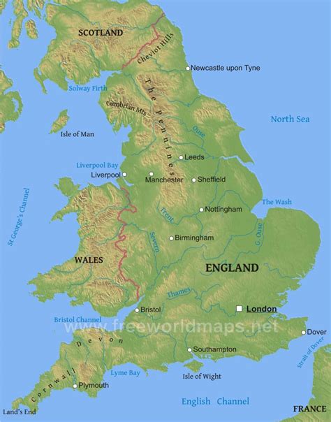 England Physical Map