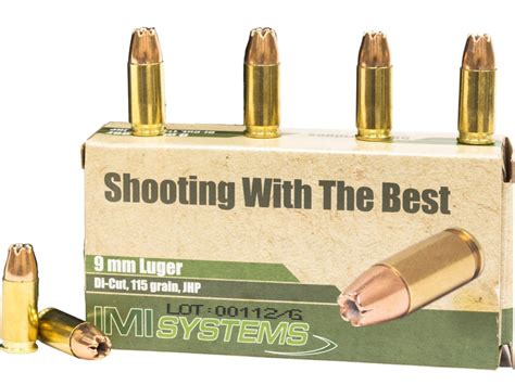 IMI 9mm Luger Ammo 115 Grain Jacketed Hollow Point Box of 50