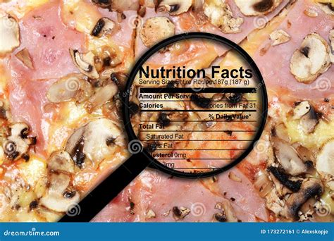 Nutrition facts on Pizza stock image. Image of delicious - 173272161