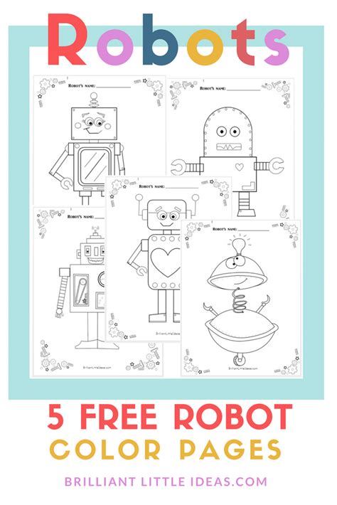 5 Free Robot Color Pages | Brilliant Little Ideas