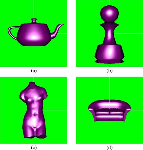 1. Rendering results with Phong shading algorithm. (a) Teapot; (b ...