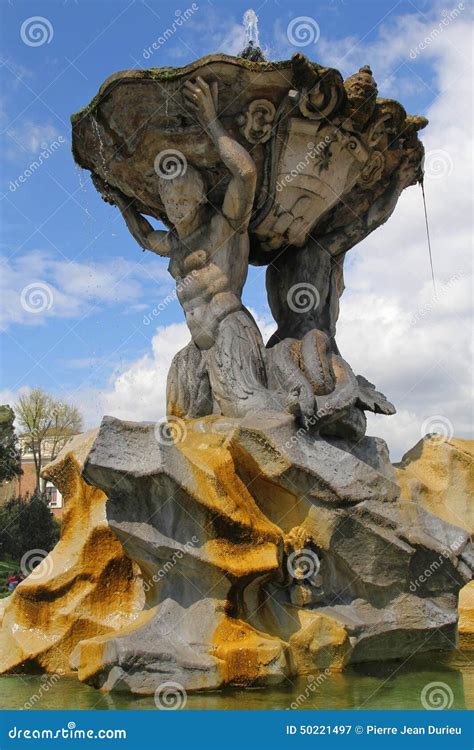 Triton Fountain Sculpture in Rome Editorial Photography - Image of ...