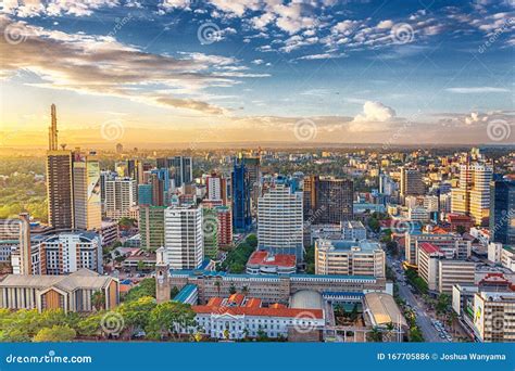 Nairobi skyline at sunset editorial photo. Image of cityscape - 167705886