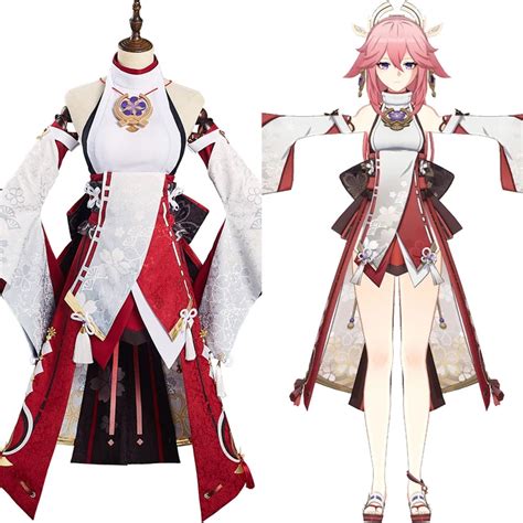 Genshin Impact Yae Miko Halloween Carnival Suit Cosplay Costume Outfits ...