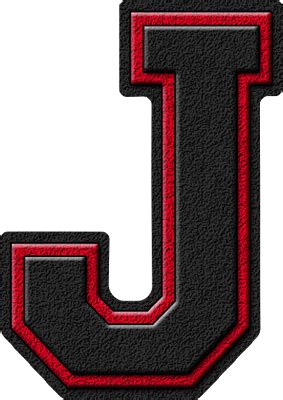 Presentation Alphabets: Black & Cardinal Red Varsity Letter J | Letter ...