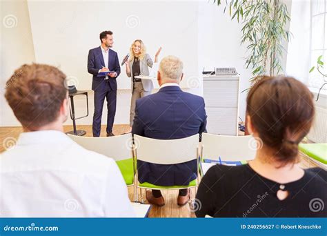 Team of Speakers during Lecture and Presentation Stock Image - Image of ...