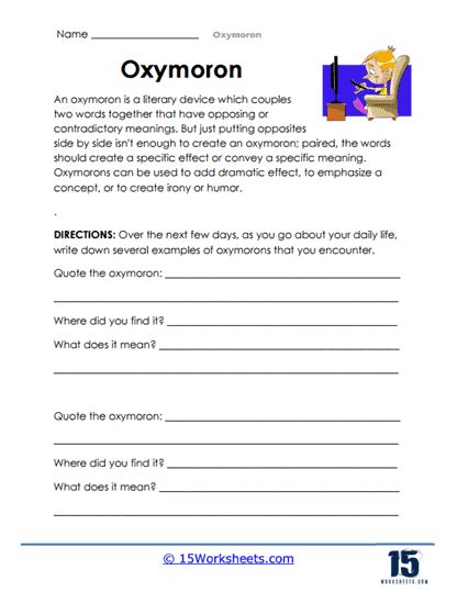 Oxymoron Worksheets - 15 Worksheets.com